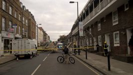 London Fire Brigade are reporting a scaffold collapse in Holloway, London..jpg