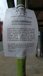 Illegal Scaffold at Dalton Road Barrow In Furness 2.jpg